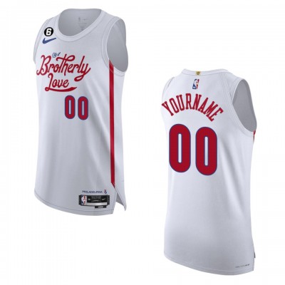 Philadelphia 76ers Custom Nike White 2022 23 Authentic Jersey City Edition